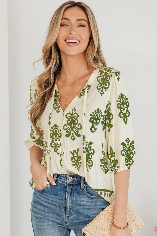 Sagebrush Bloom Puff Sleeve Blouse