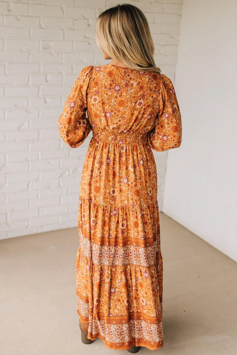 Golden Prairie Floral Maxi Dress