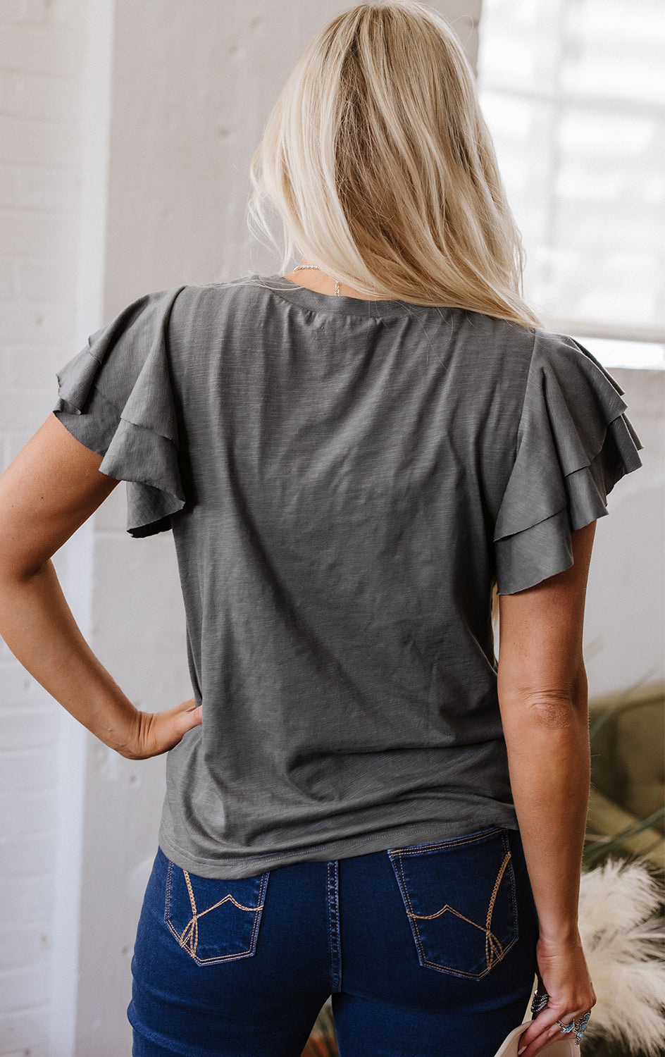 Everyday Ruffle Sleeve Knit Top