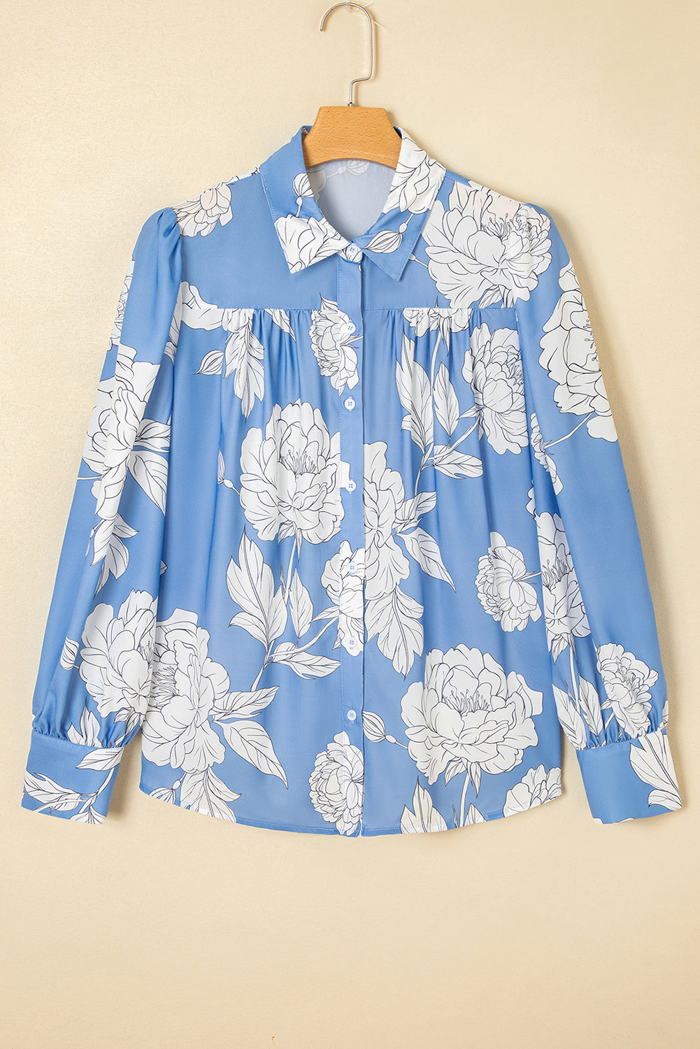 Blue Belle Floral Button-Up Blouse