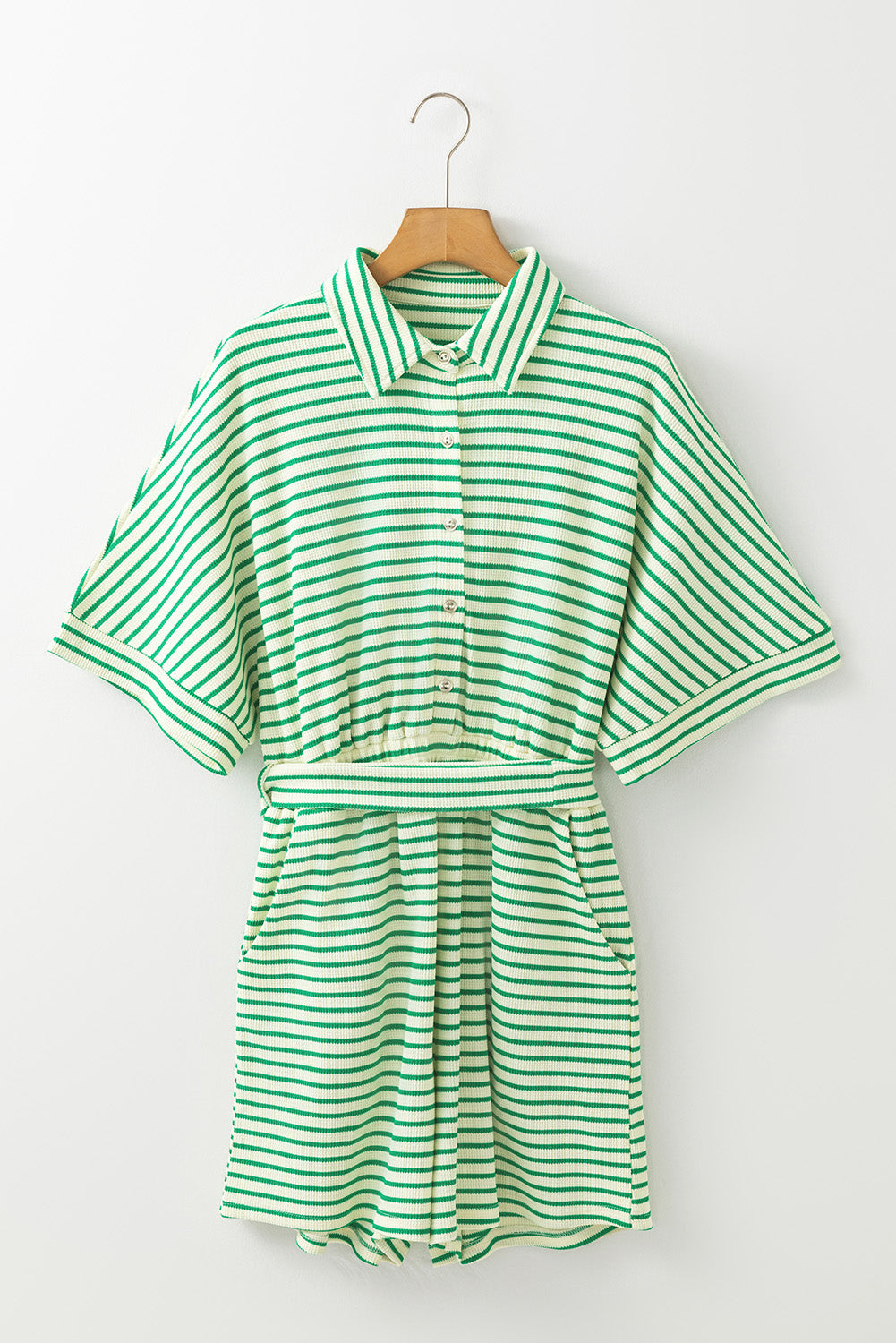 Sage Stripe Tie-Waist Romper