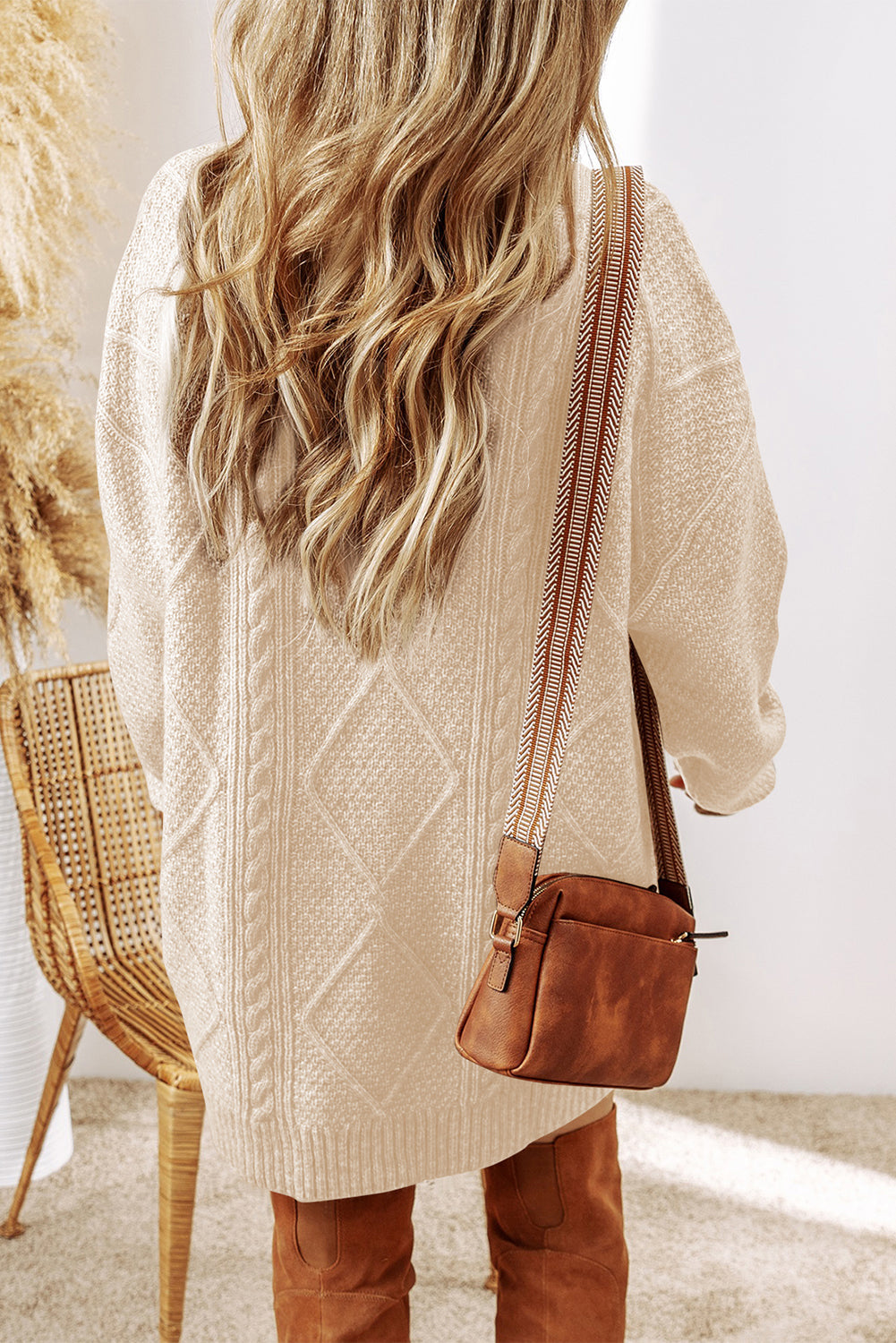 Sagebrush Cable Knit Sweater Dress