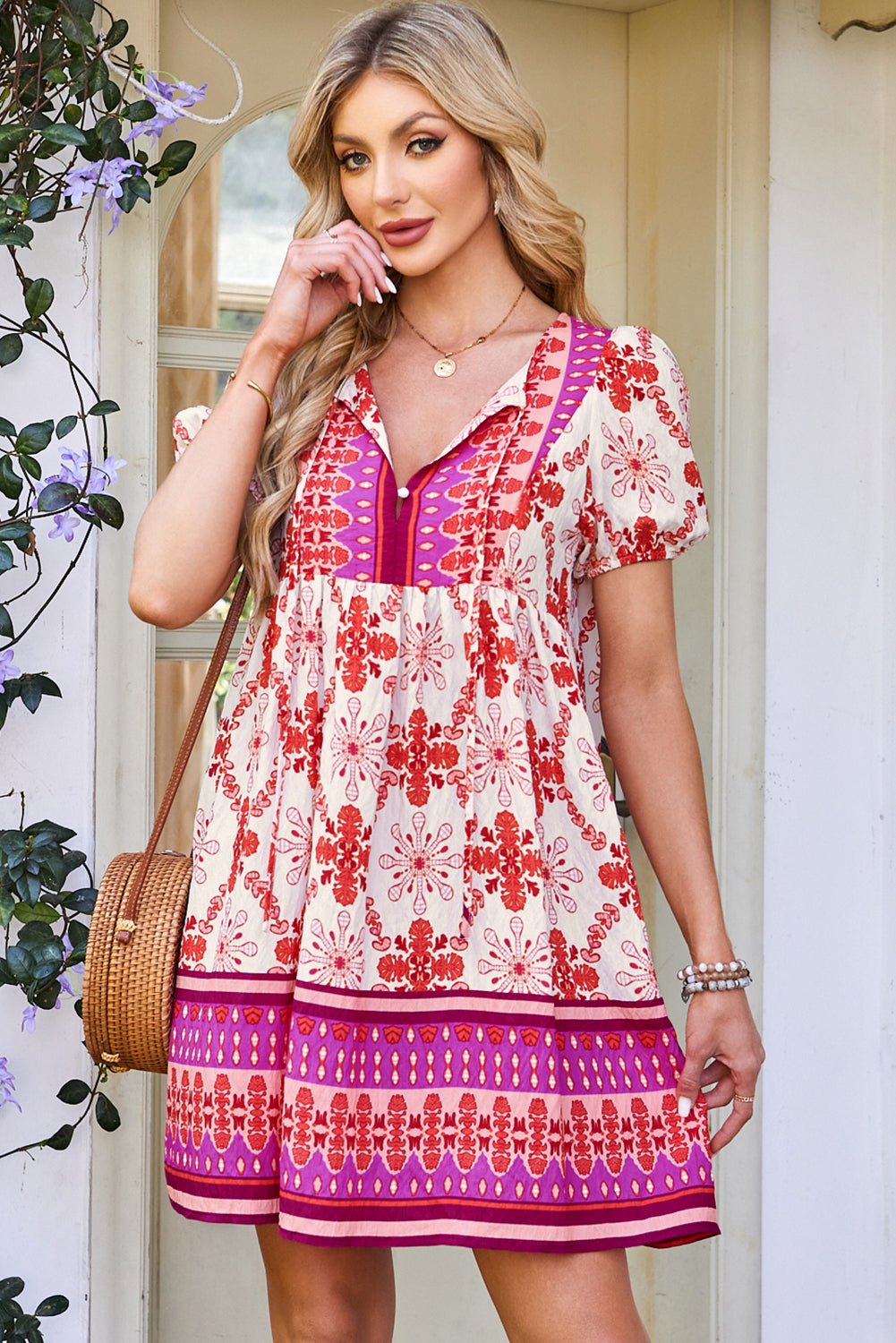 Blossom Breeze Boho Mini Dress