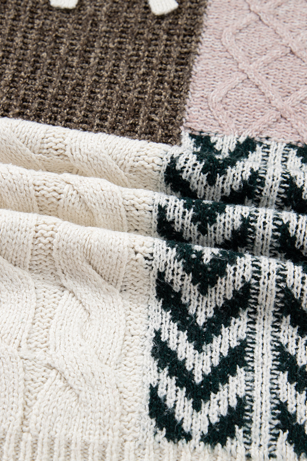 Prairie Patchwork Cable Knit Sweater
