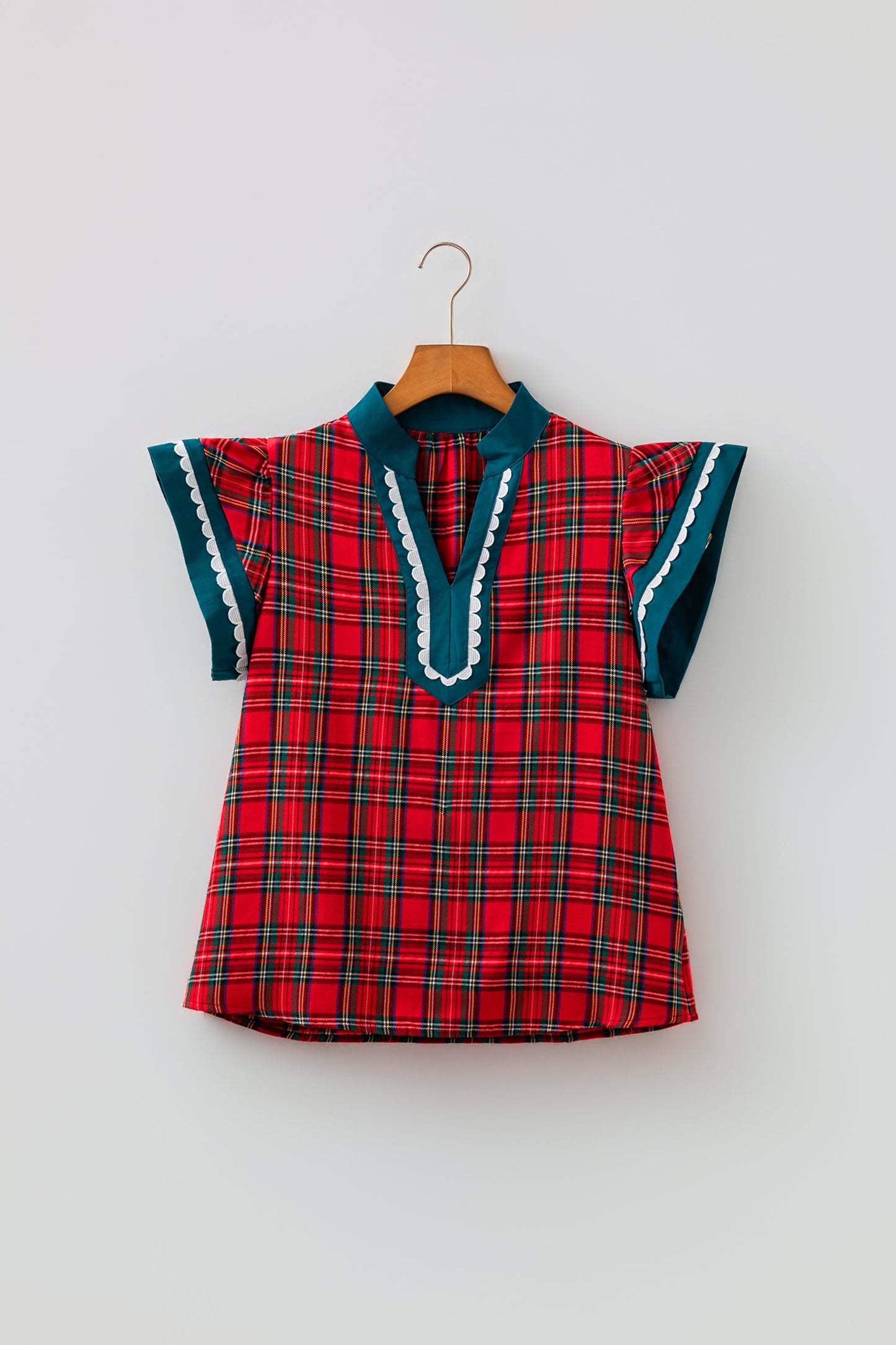 Red River Plaid Ricrac Blouse