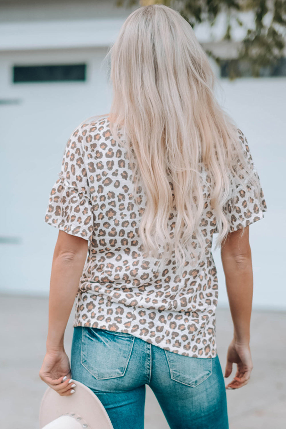 Soft Wild Ruffle Sleeve Leopard Top