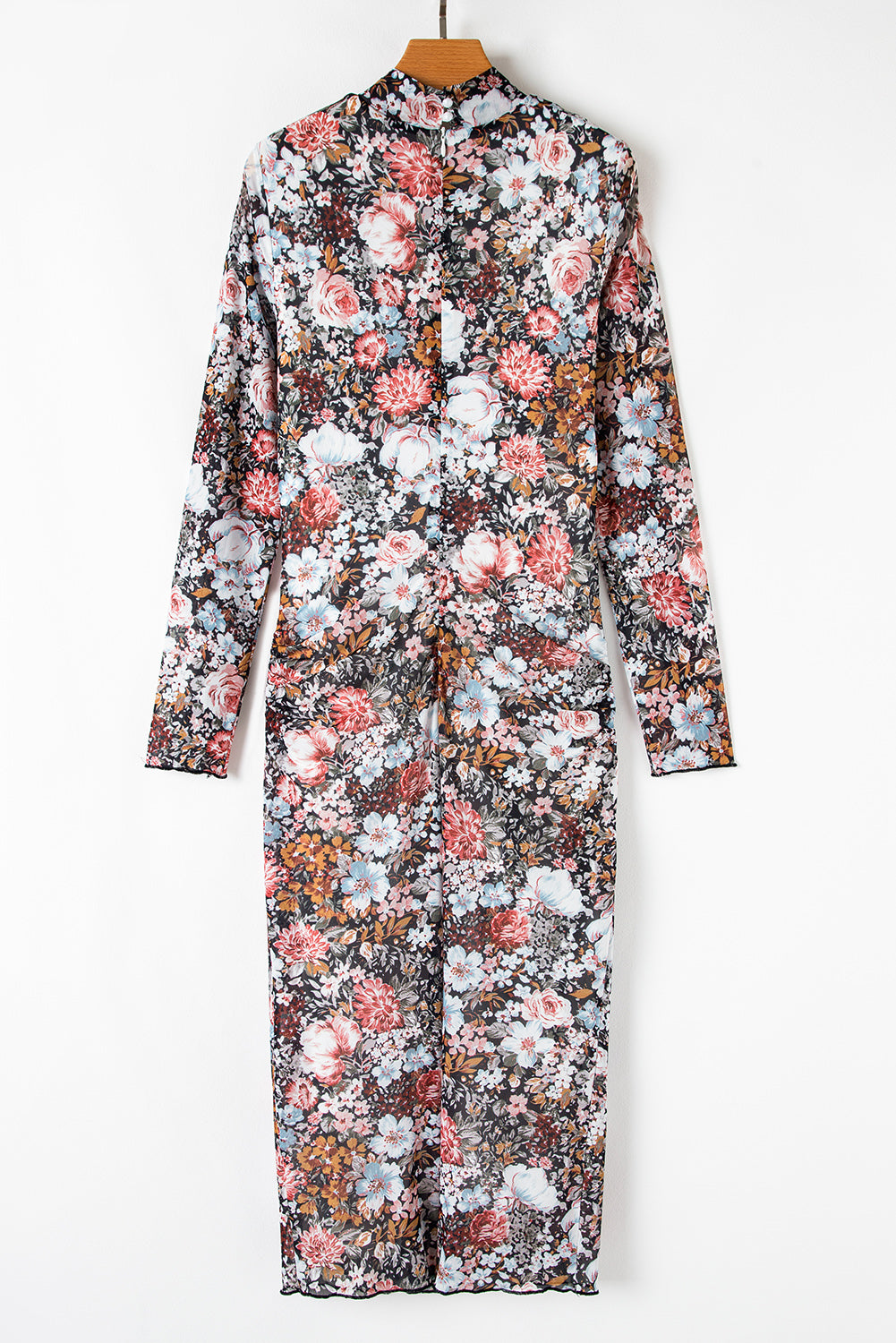 Wild Rose Floral Mock Neck Midi Dress