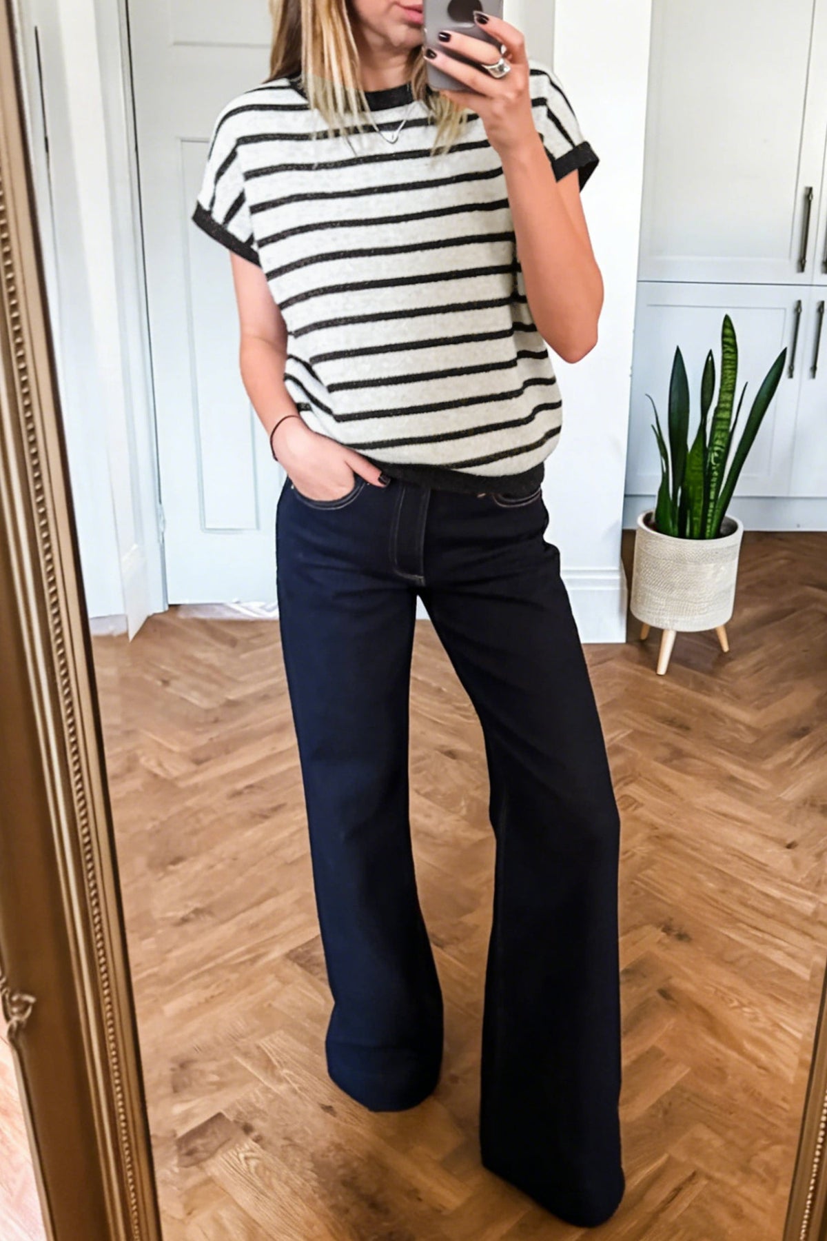 Bow & Stripe Short Sleeve Knit