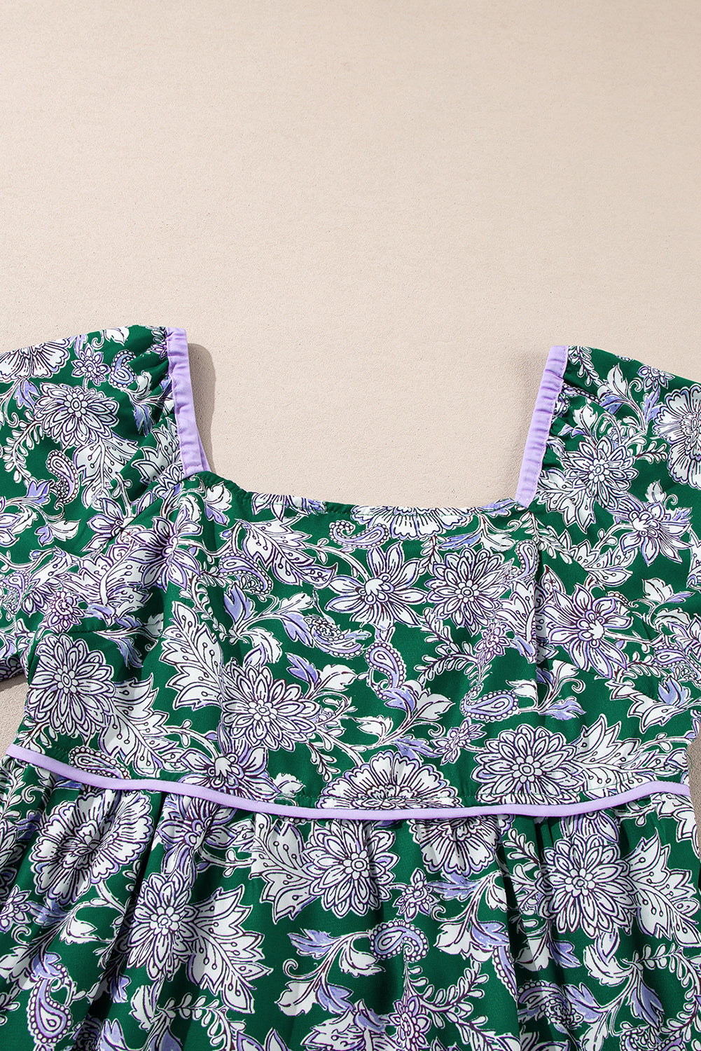 Emerald Prairie Bubble Sleeve Dress