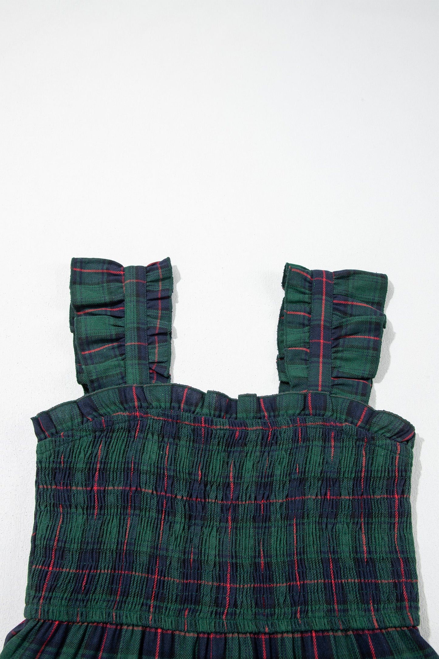 Highland Plaid Smocked Midi Dress