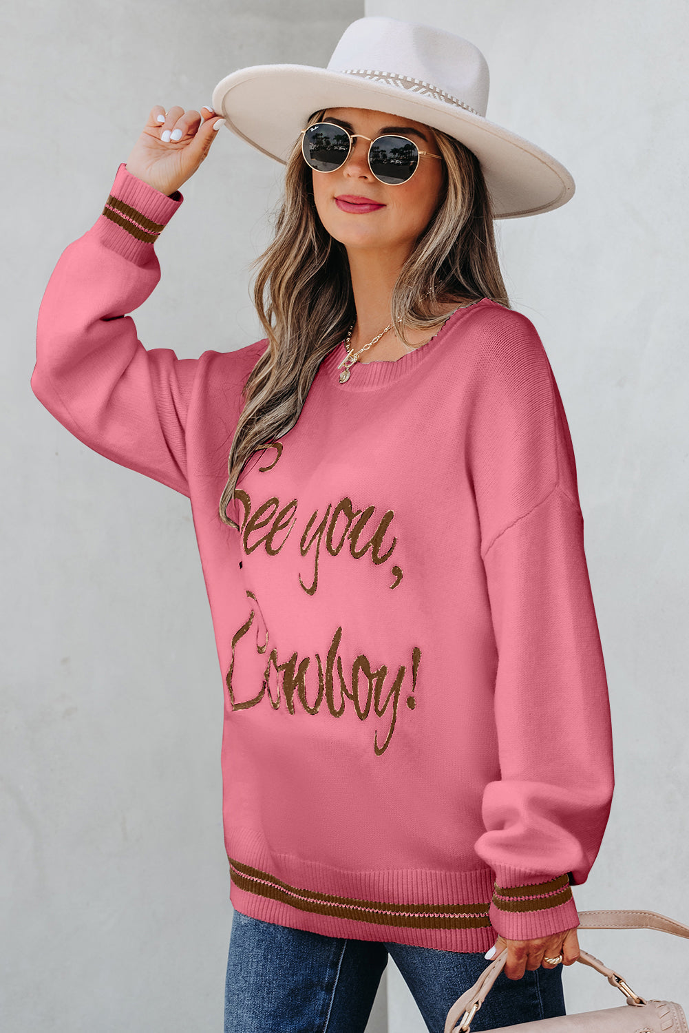 See You Cowboy Embroidered Sweater