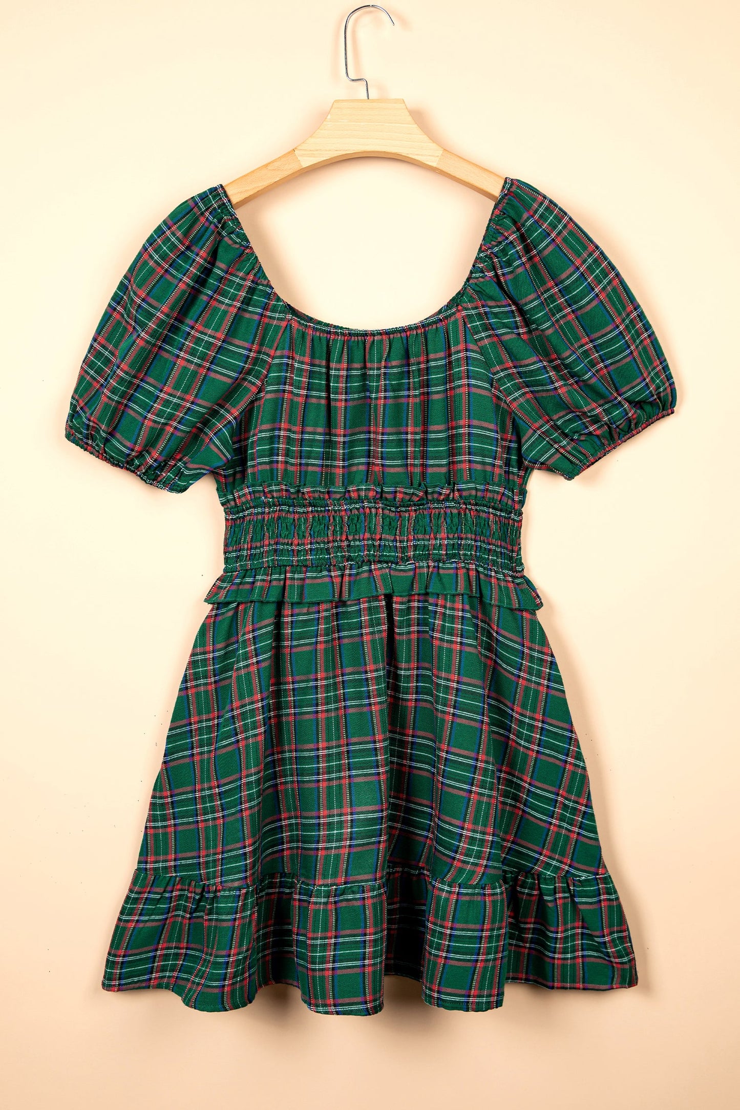 Evergreen Christmas Plaid Mini Dress
