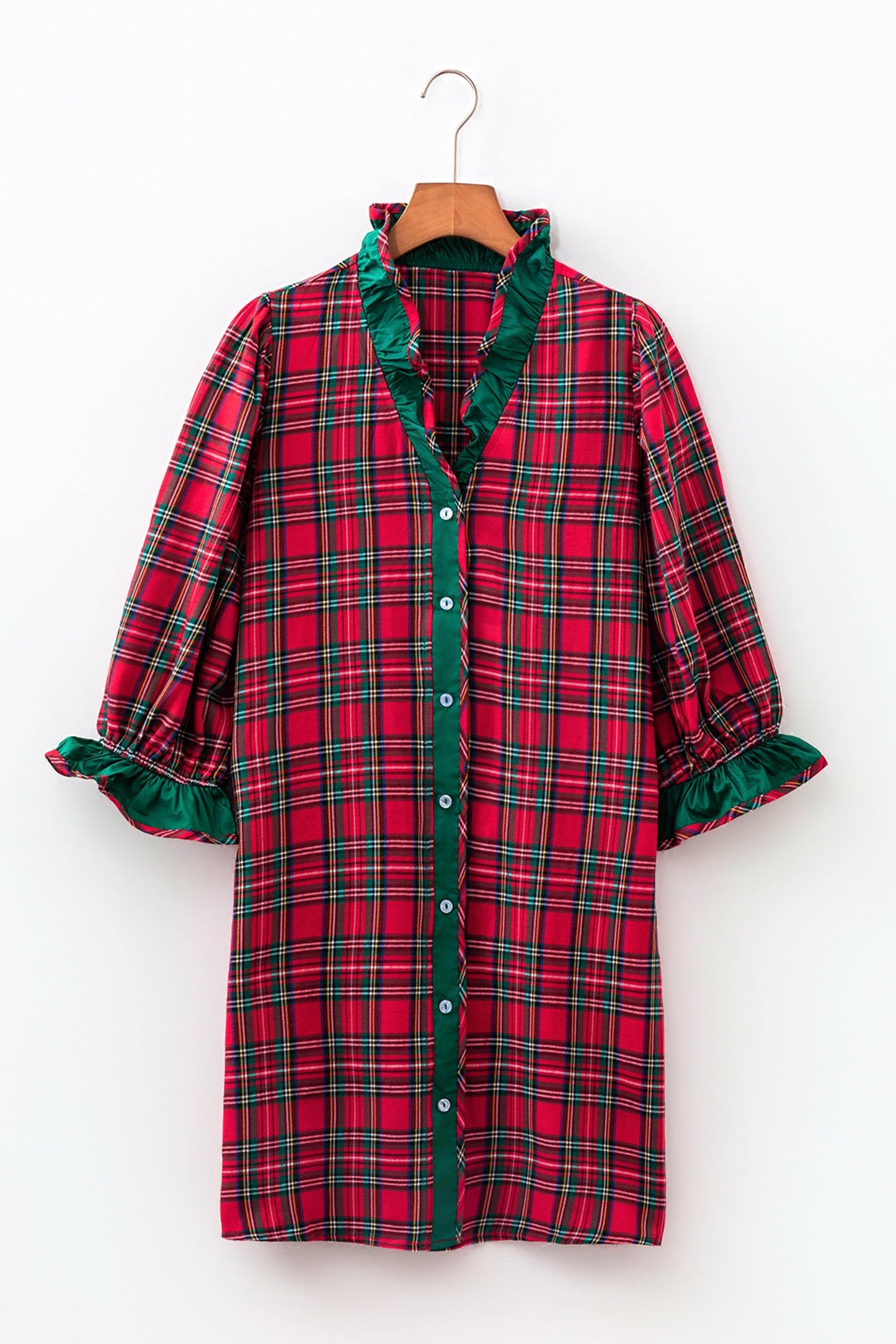 Cedar & Cranberry Plaid Ruffle Mini Dress