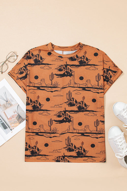 Desert Sketch Western Graphic Top