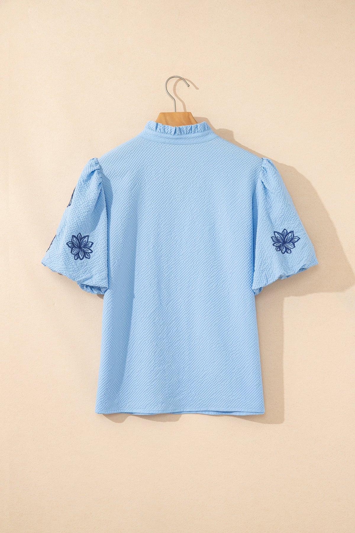 Bluebonnet Embroidered Puff Sleeve Blouse