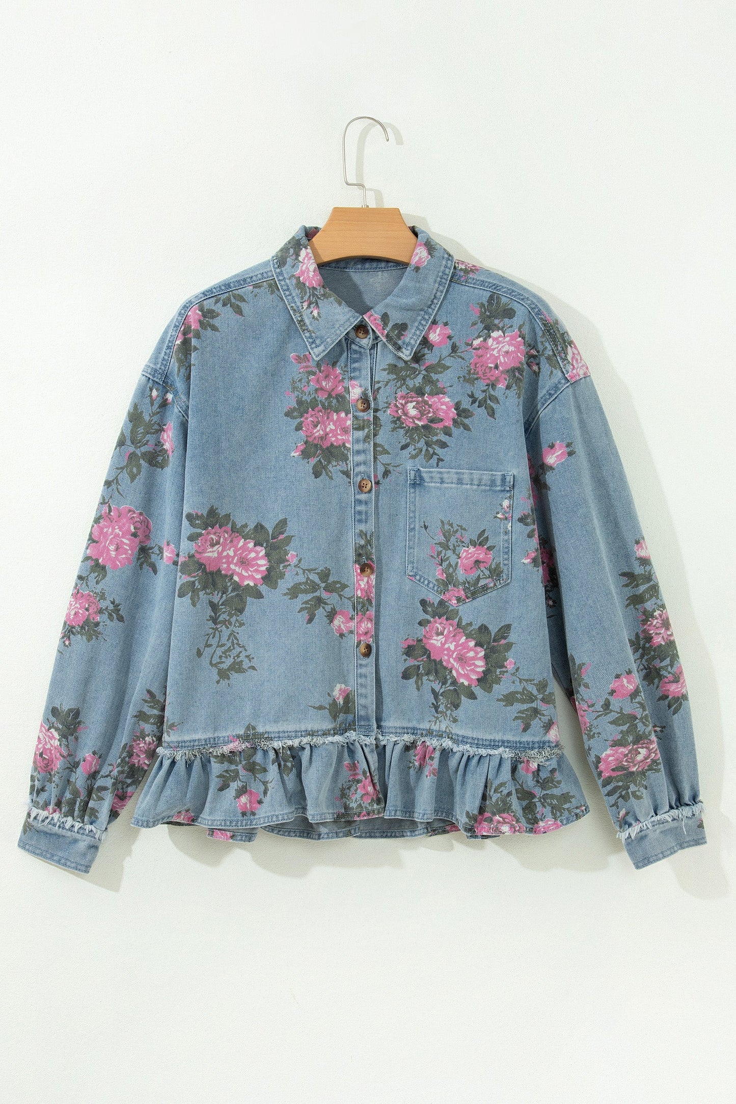 Wildflower Ruffle Denim Jacket