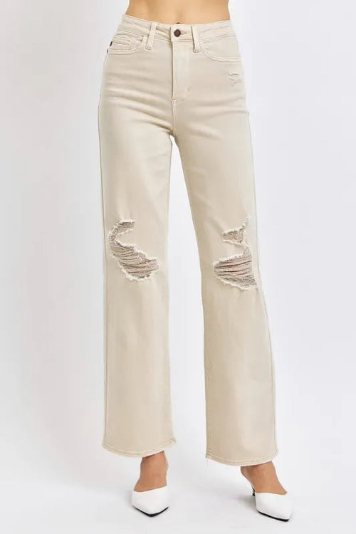 Bridle & Bone™ High-Waisted Distressed Wide Leg Jeans | Judy Blue