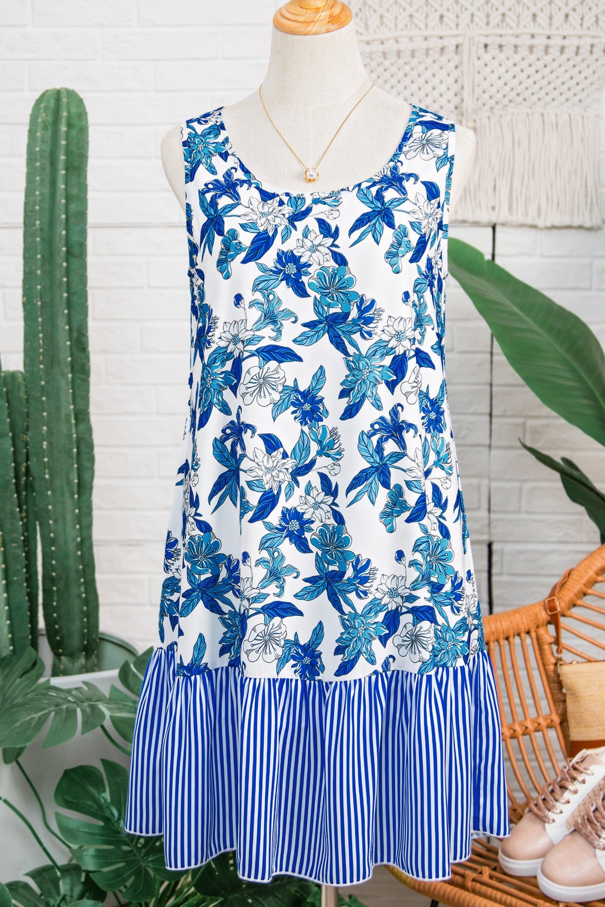 Bluebell Breeze Floral Ruffle Dress