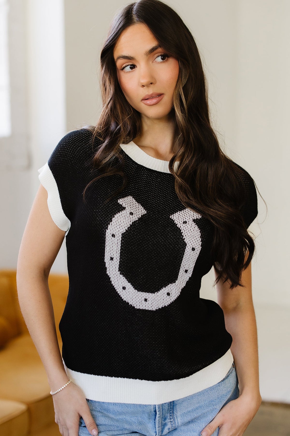 Lucky Horseshoe Knit Top