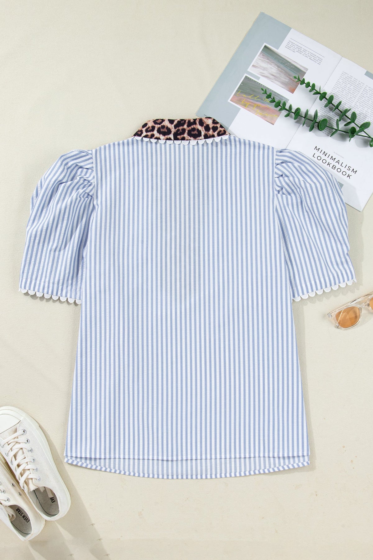 Blue Ridge Leopard Trim Blouse