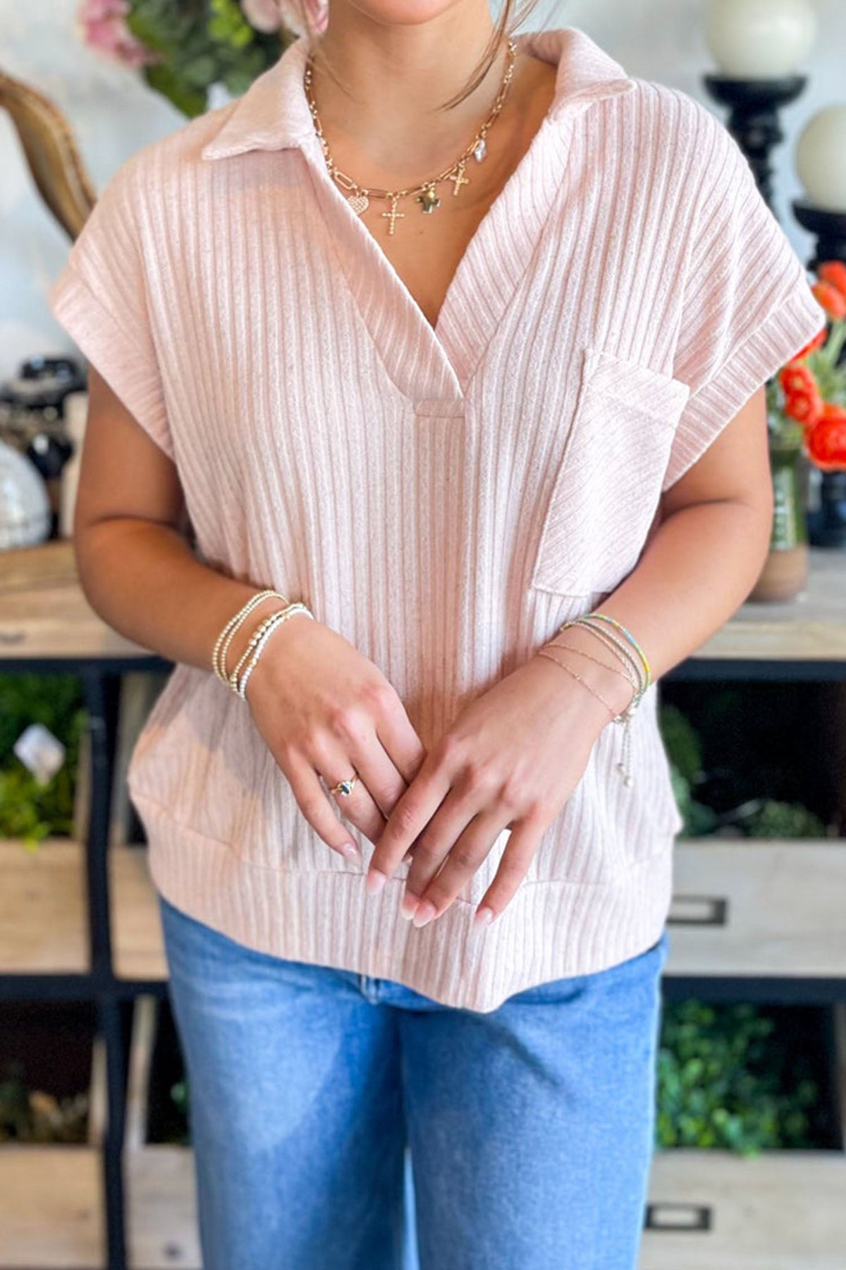 Easy Days Ribbed Collared Tee