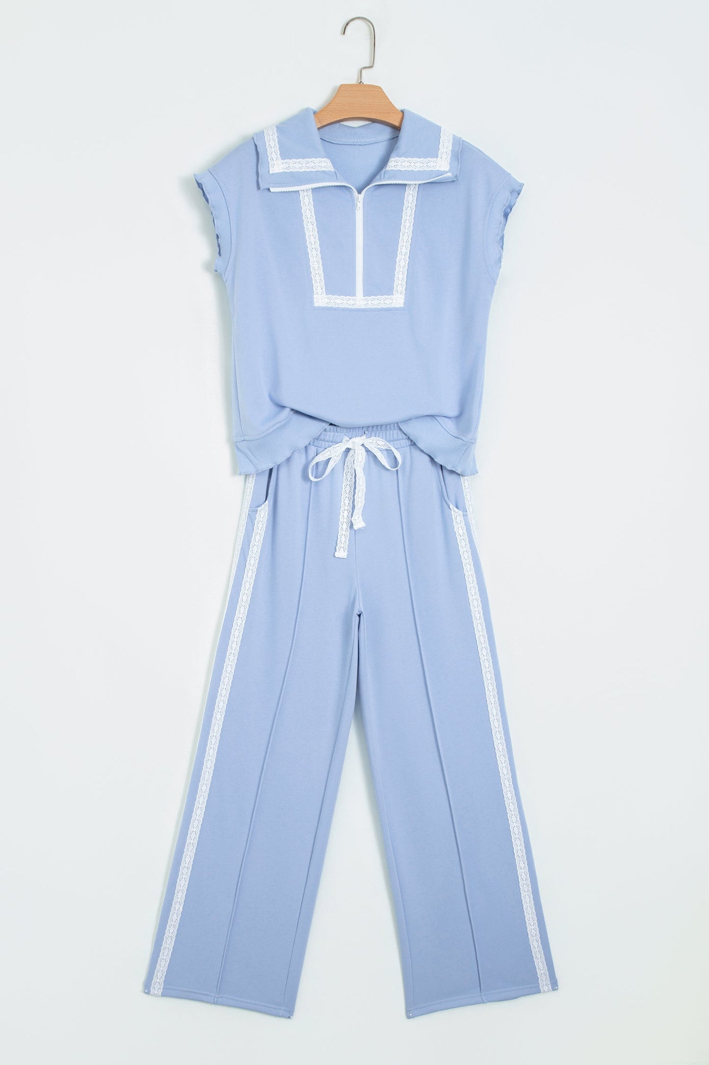 Blue Belle Lace Trim Pant Set