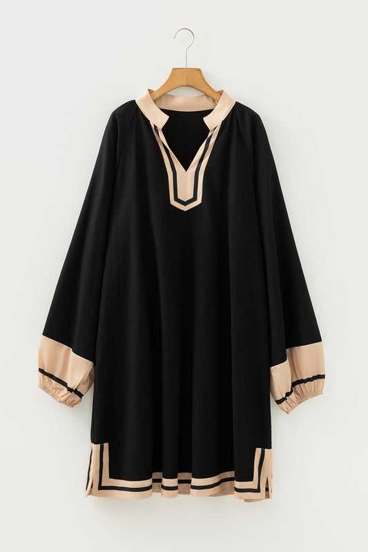 Black Mesa Contrast Trim Dress