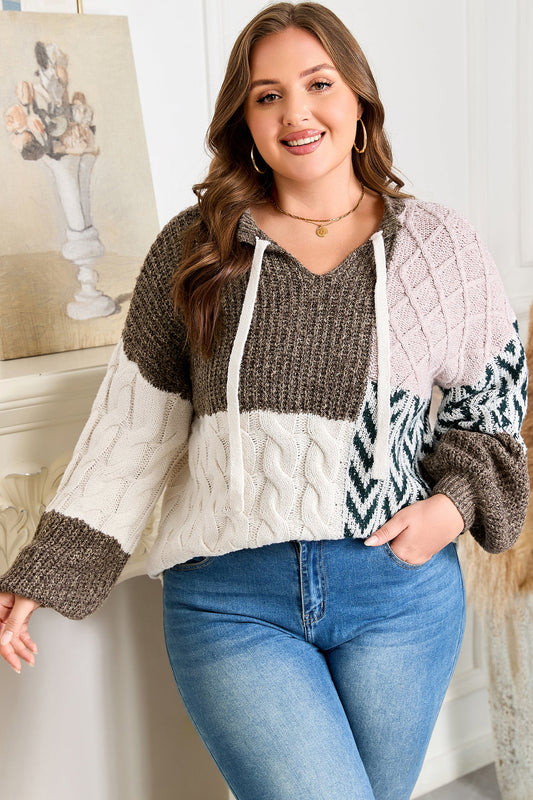 Prairie Patchwork Cable Knit Sweater