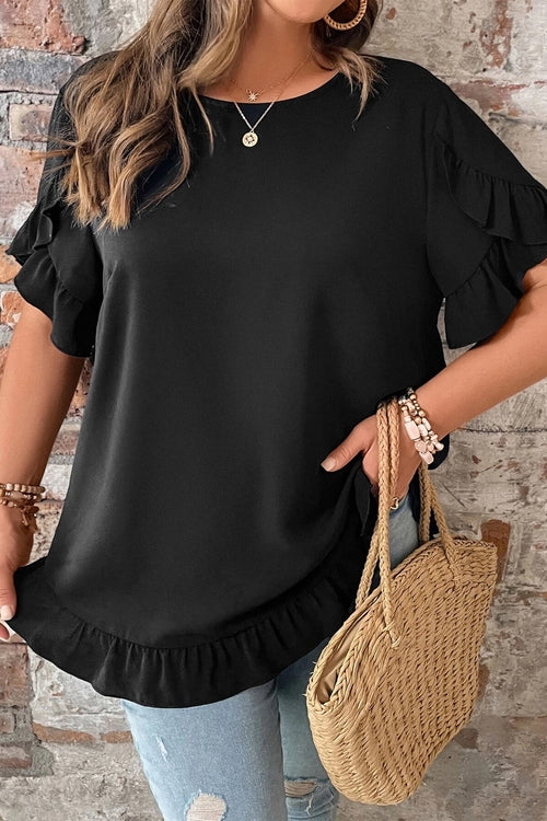 Everyday Ruffle Sleeve Tee (Curves)