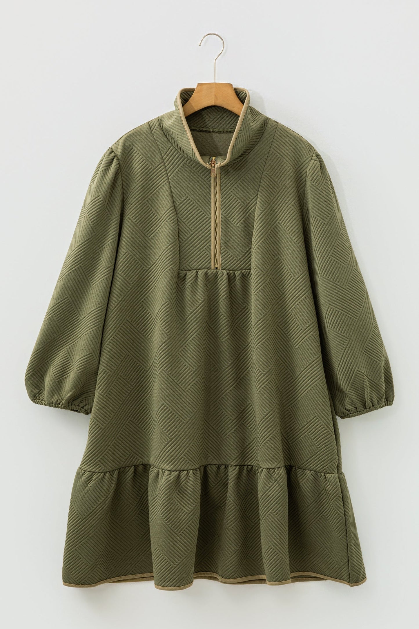 Sagebrush Half-Zip Ruffle Dress