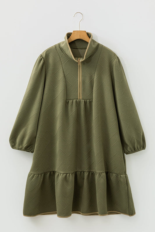 Sagebrush Half-Zip Ruffle Dress