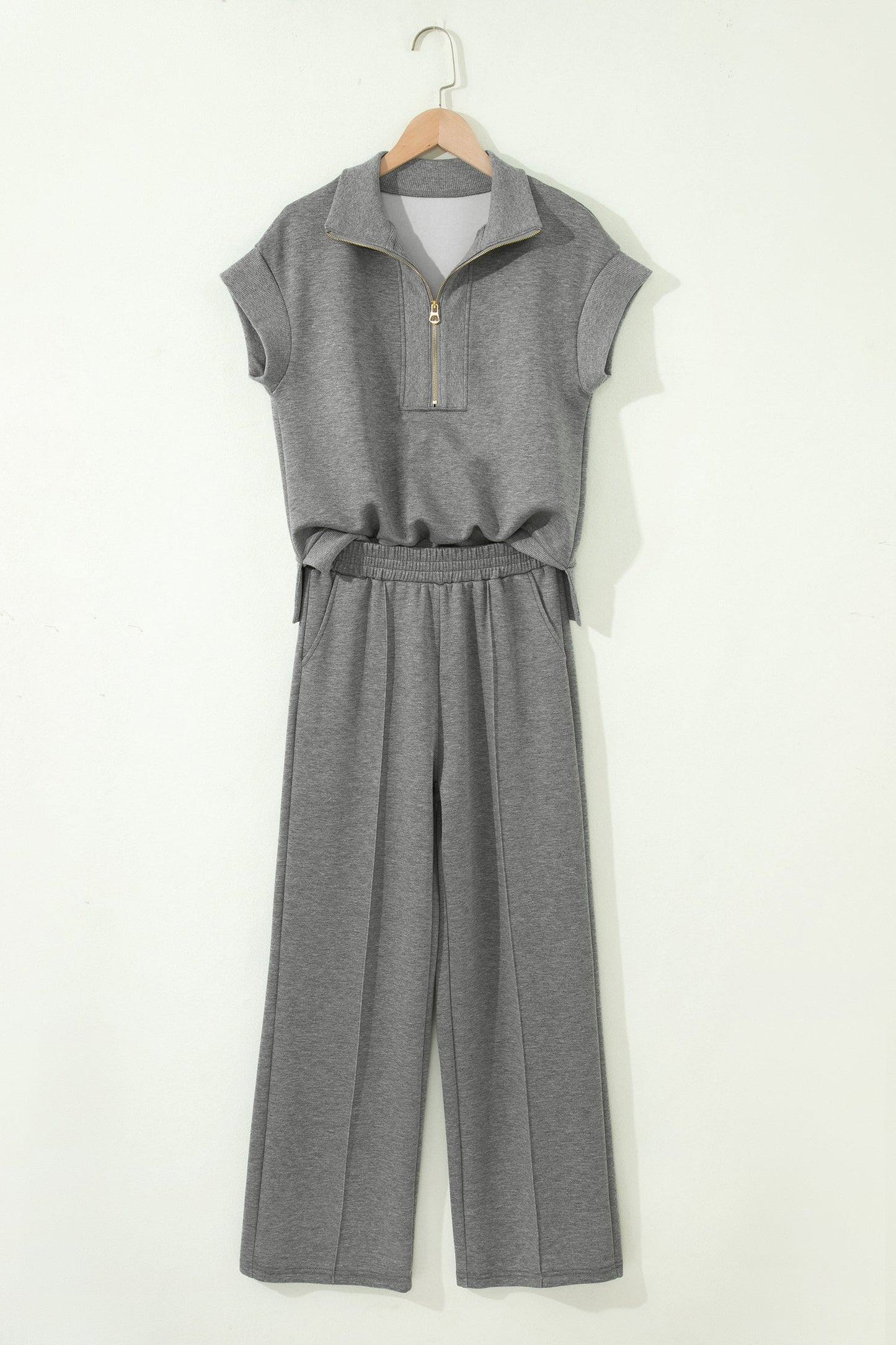 Easy Does It Half-Zip Wide Leg Set