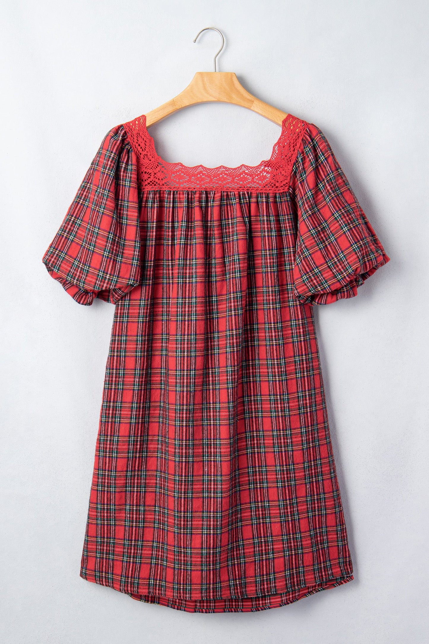 Southern Charm Plaid Lace Mini Dress