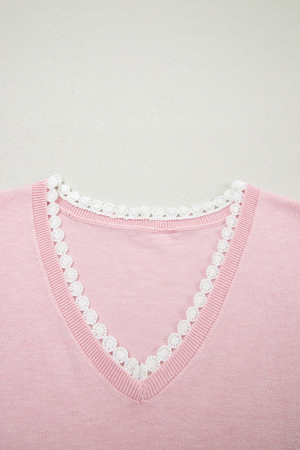 Blush & Lace V-Neck Knit Top