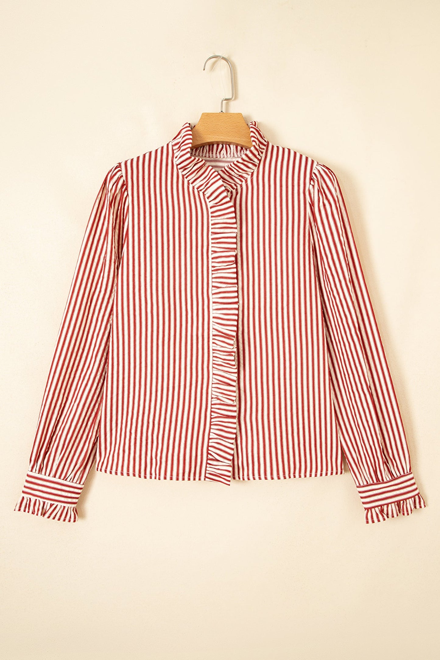 Sweetheart Stripe Ruffle Button-Up