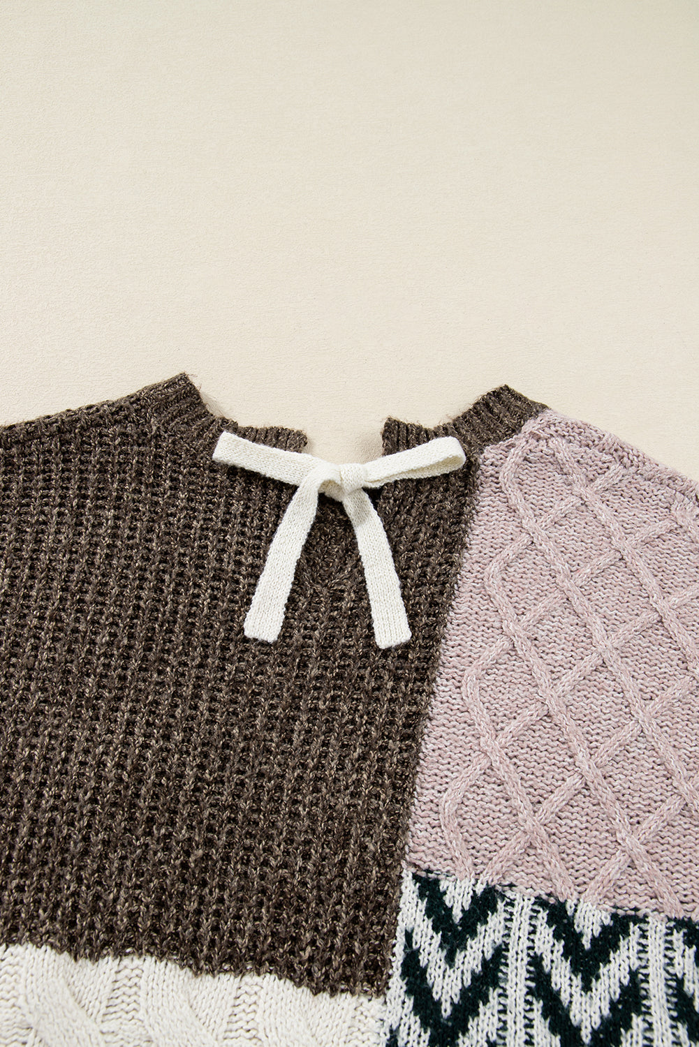 Prairie Patchwork Cable Knit Sweater