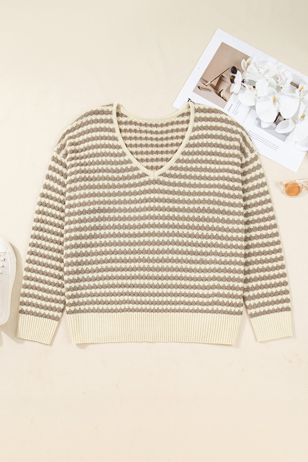 Sagebrush Stripe V-Neck Sweater