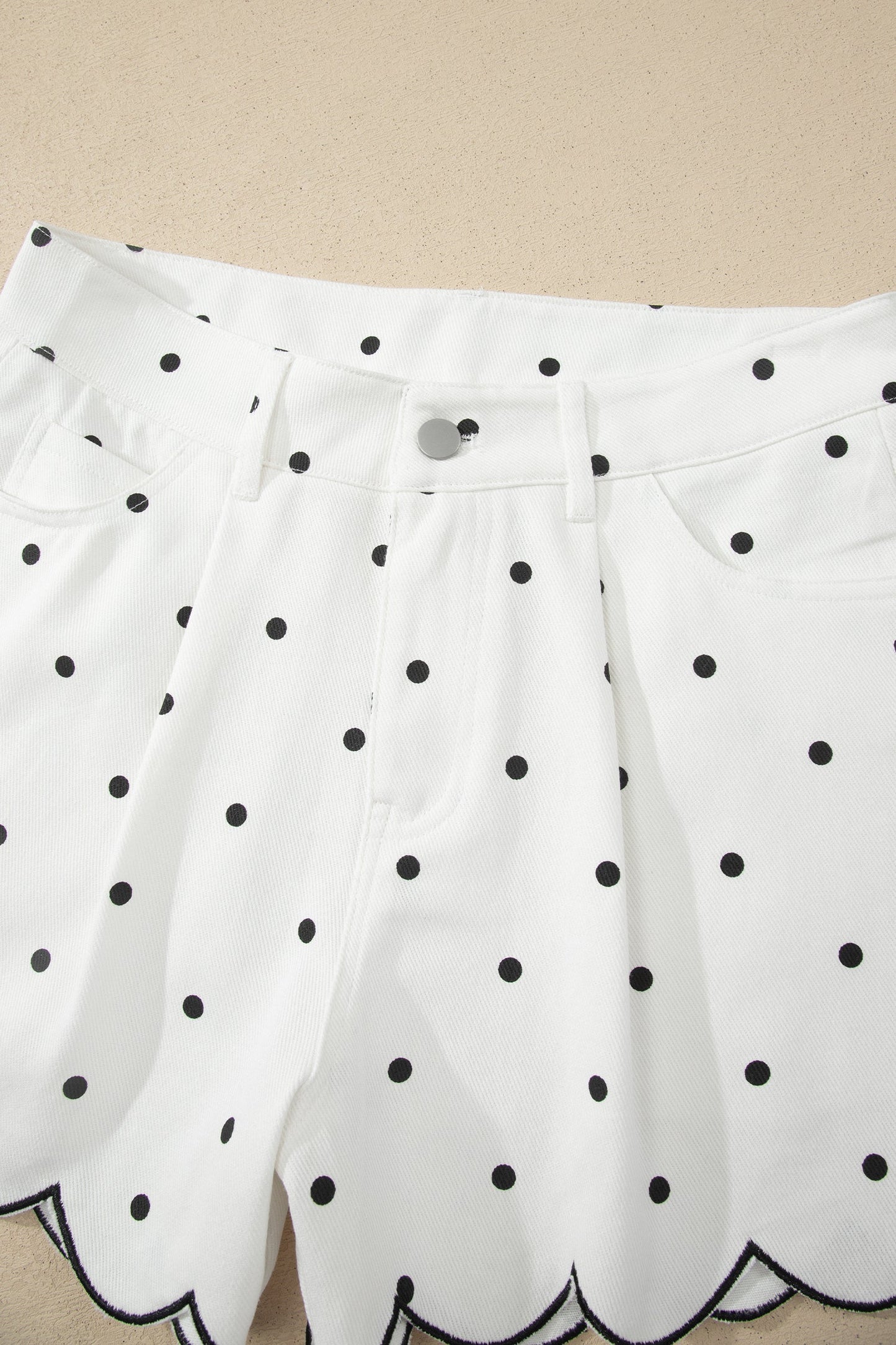 The Sunday Sweetheart Scalloped Denim Shorts