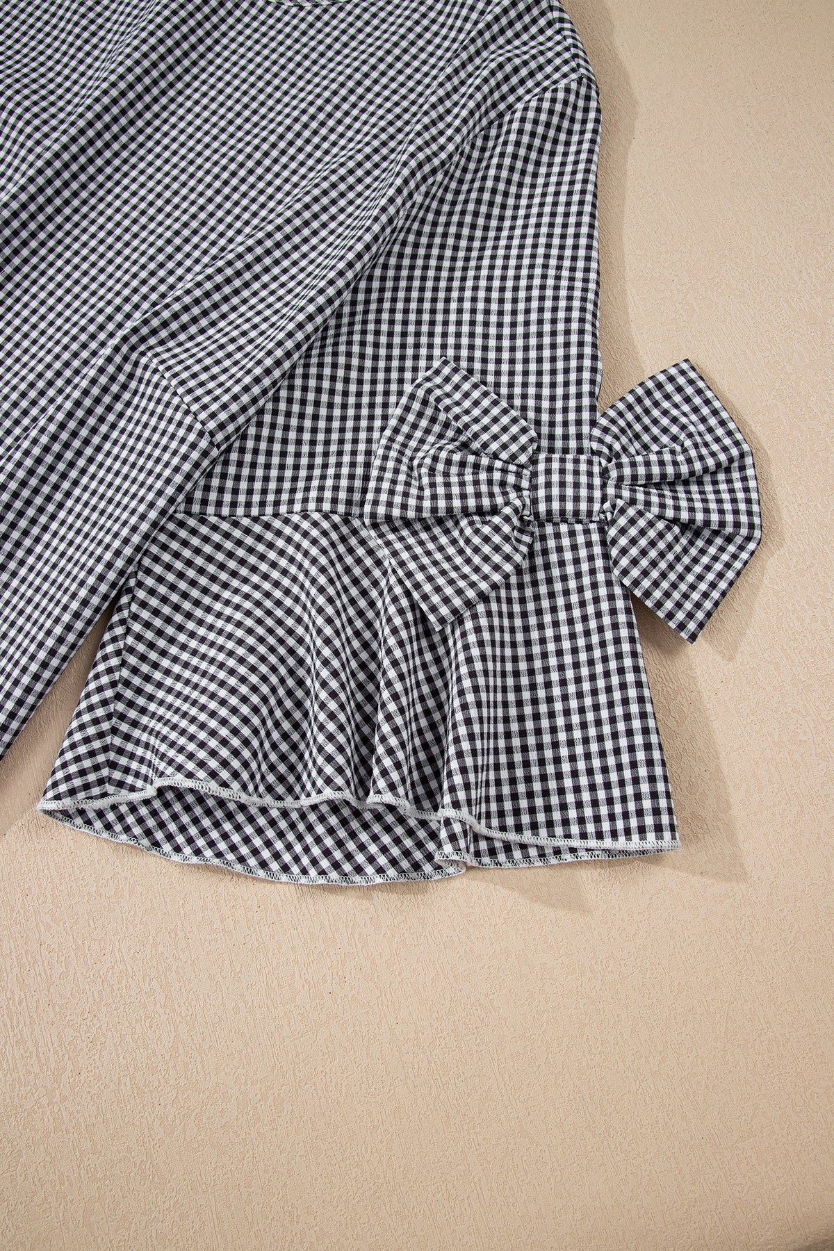 Sweet Gingham Bow Ruffle Top