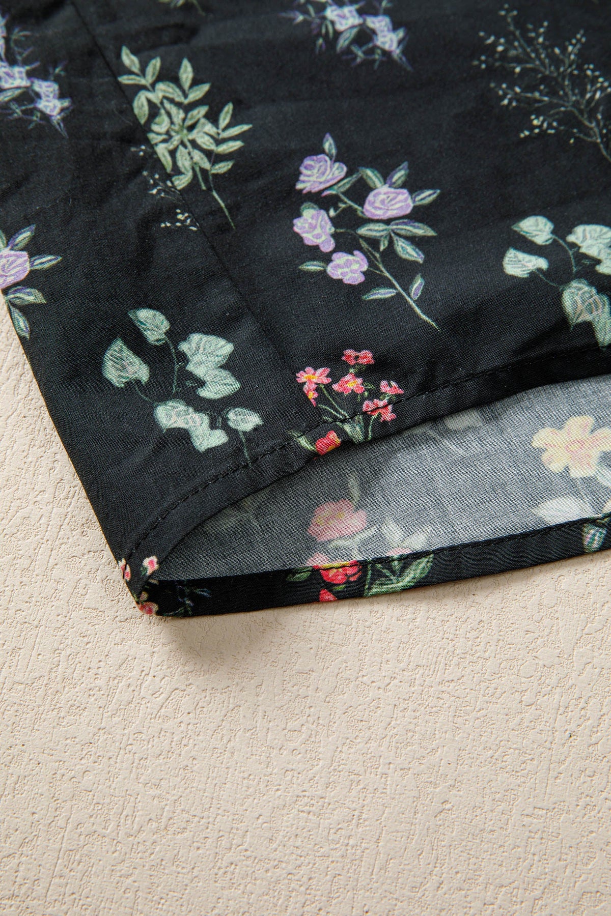 Midnight Meadow Contrast-Trim Blouse