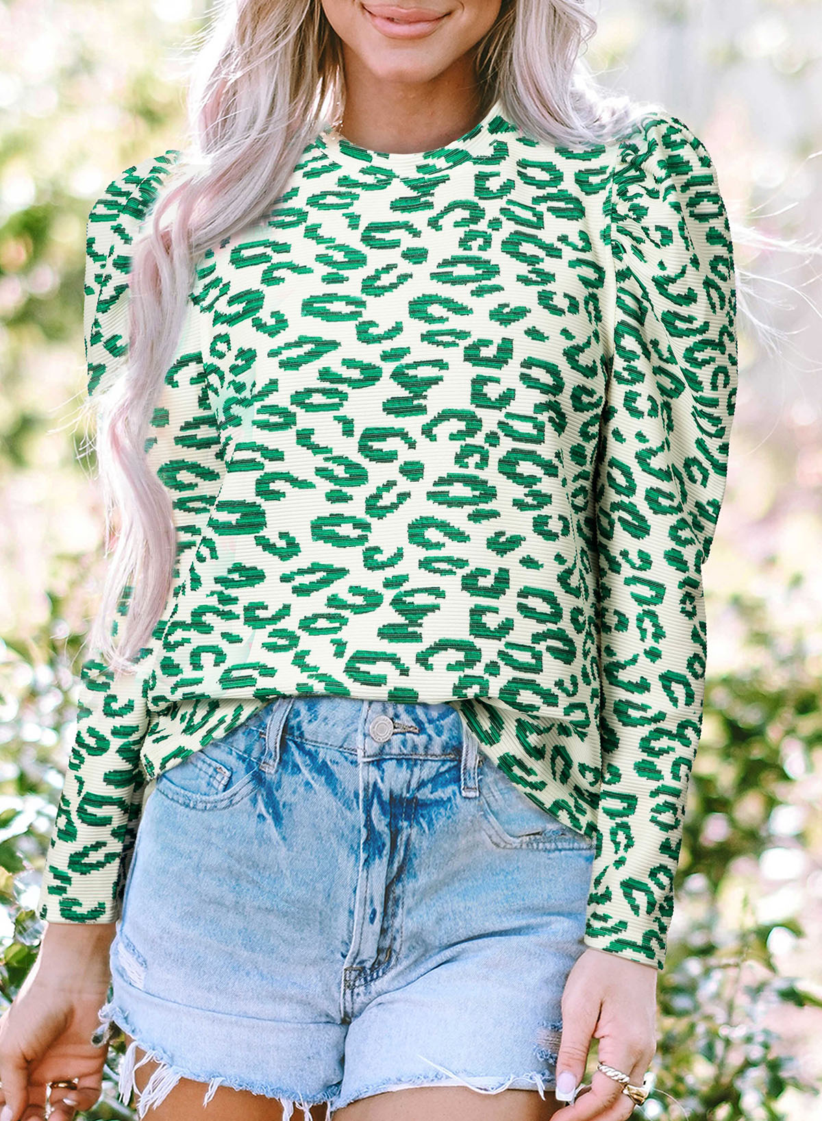 Emerald Wild Puff Sleeve Top