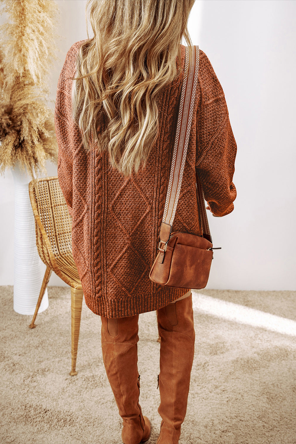Sagebrush Cable Knit Sweater Dress