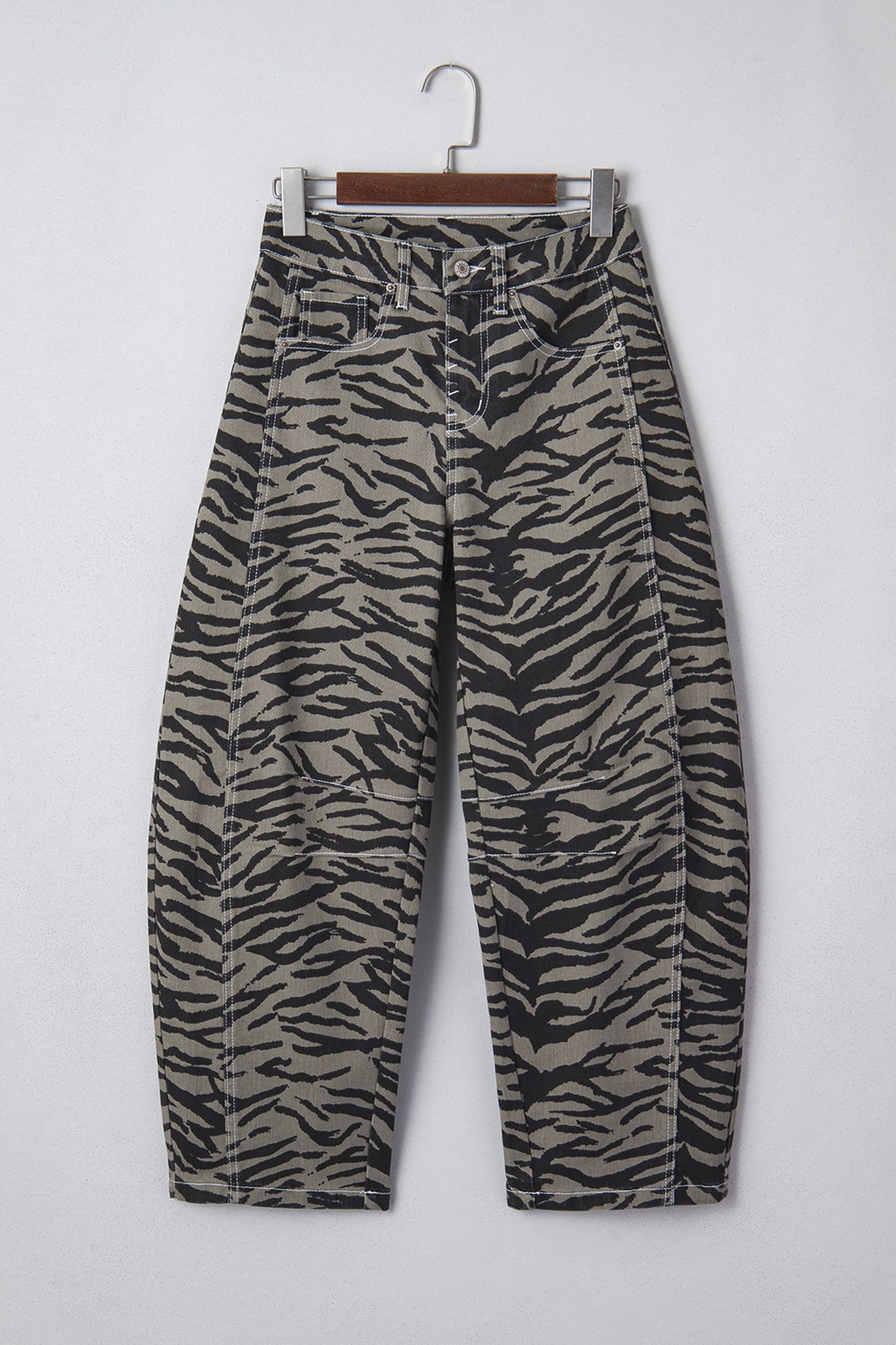 The Wild Streak Zebra Barrel Jeans