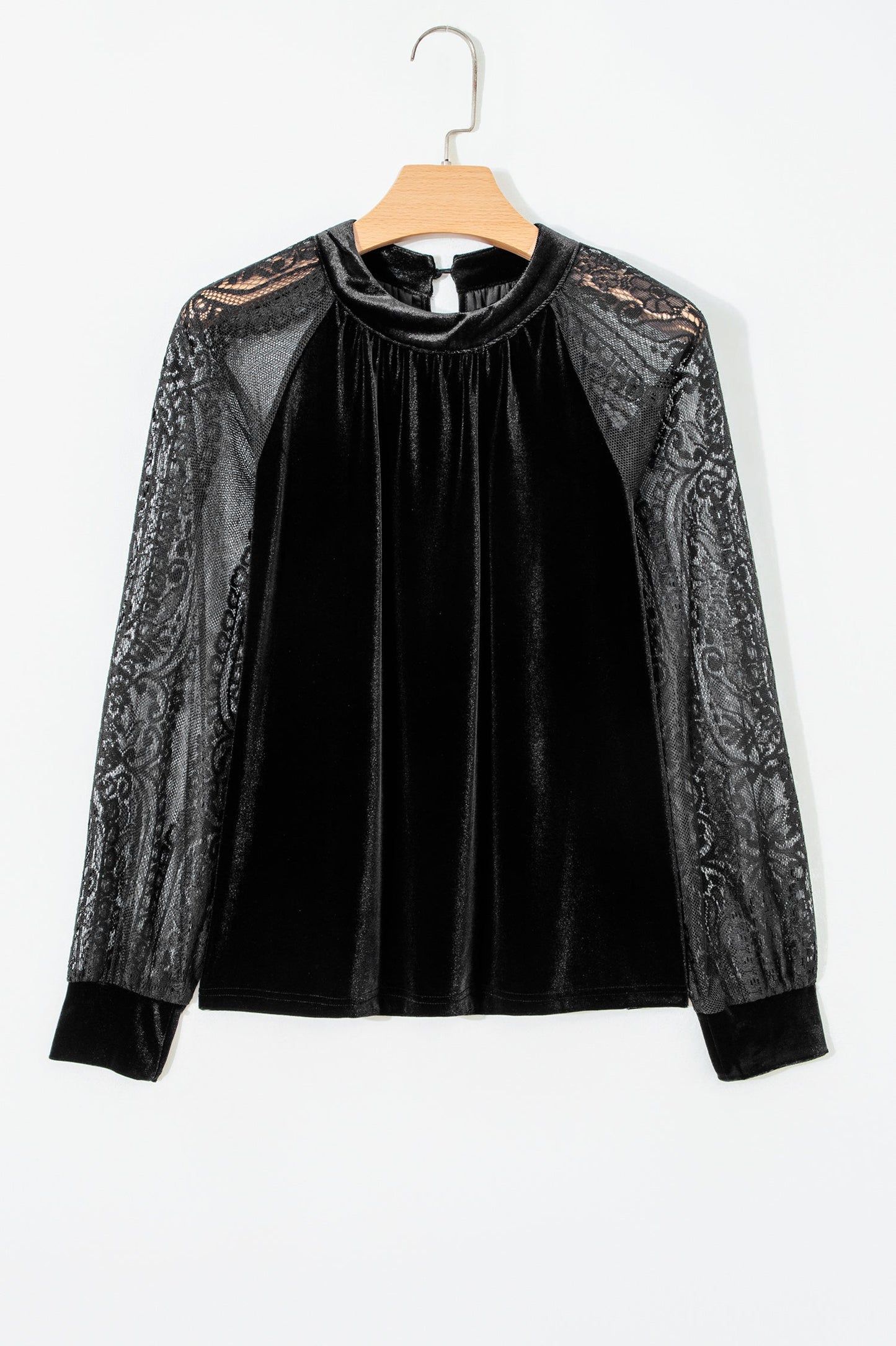 Midnight Romance Velvet & Lace Blouse