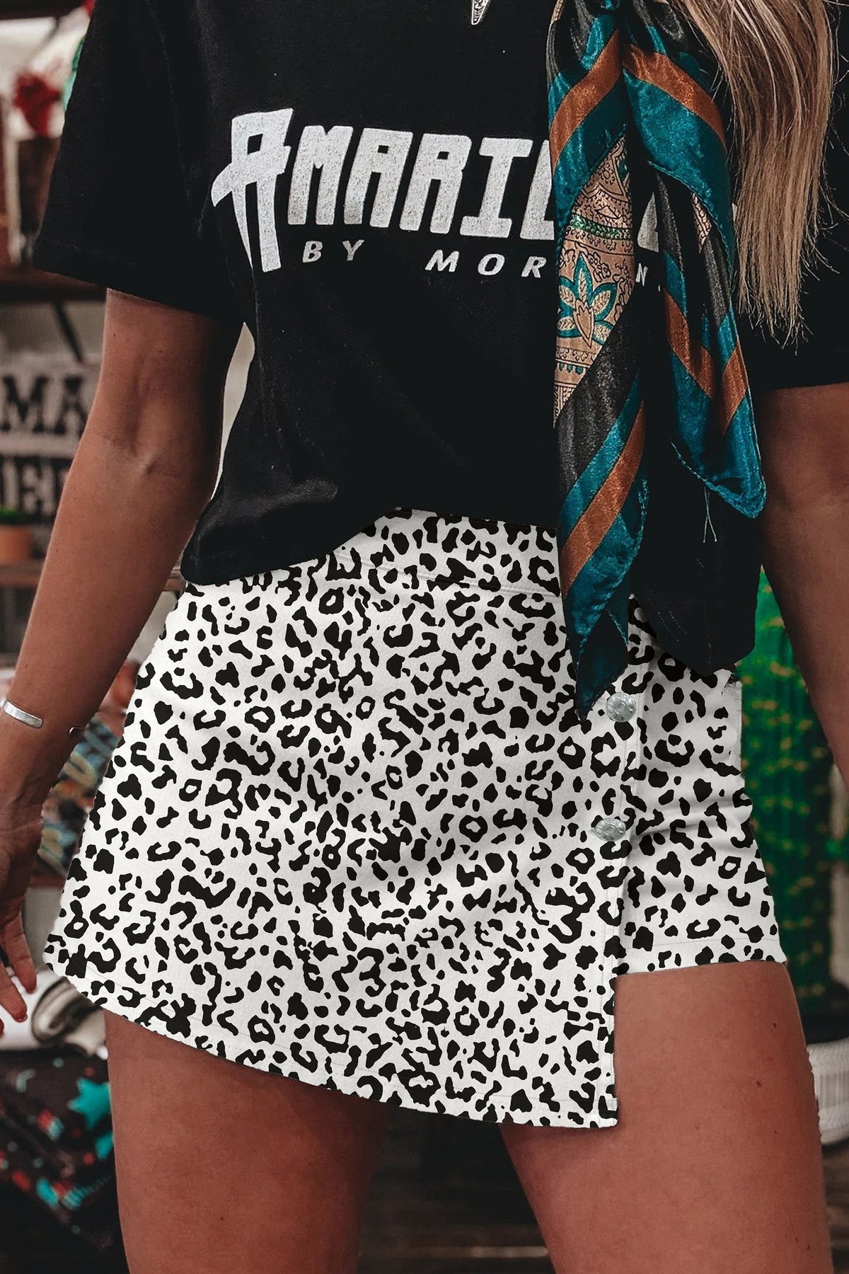 Wild Side Leopard Denim Skort