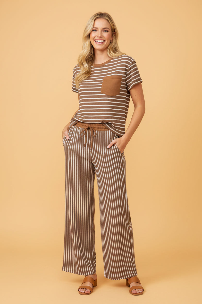 Saddle Stripe Wide Leg Matching Set