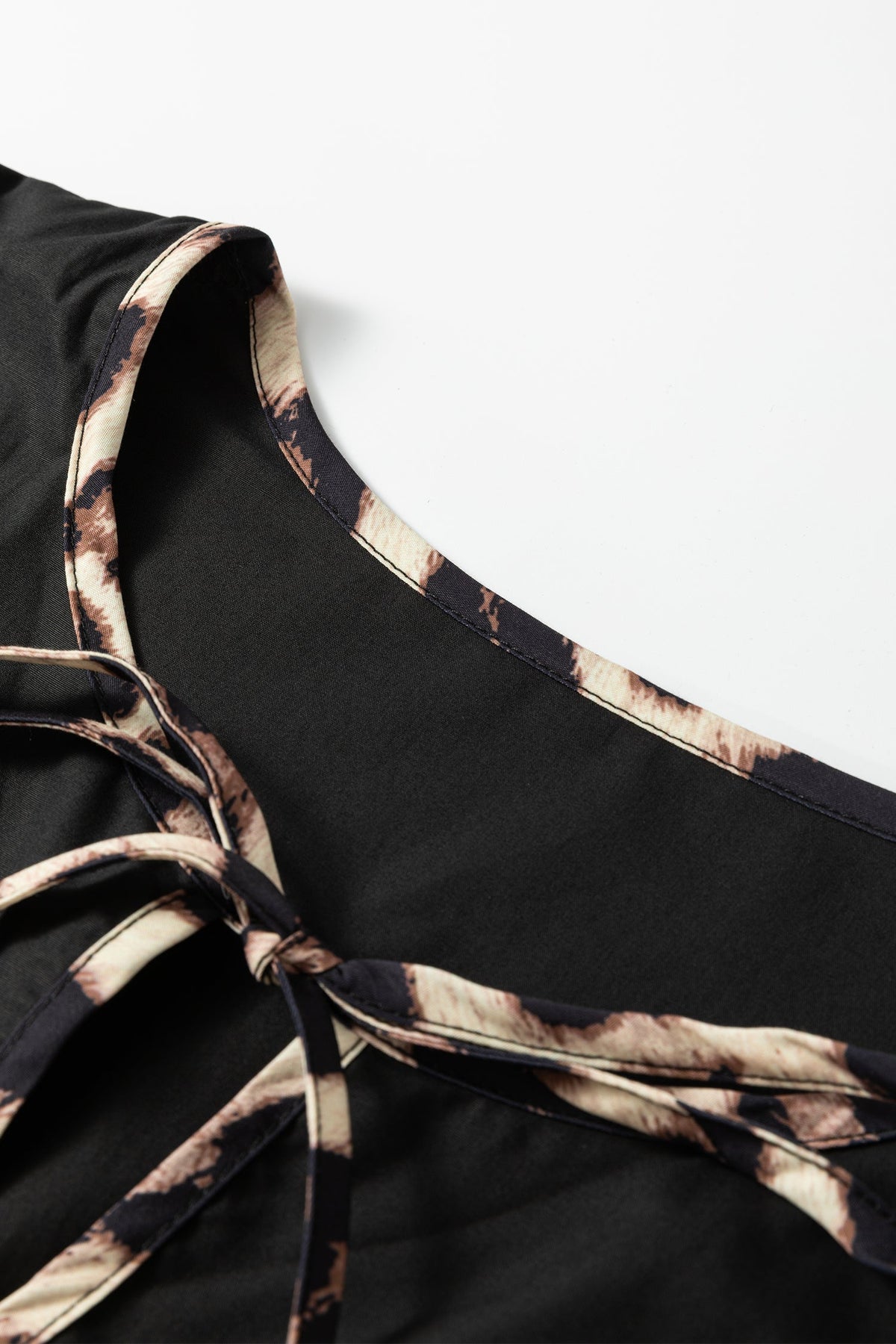 Midnight Wild Leopard Trim Dress