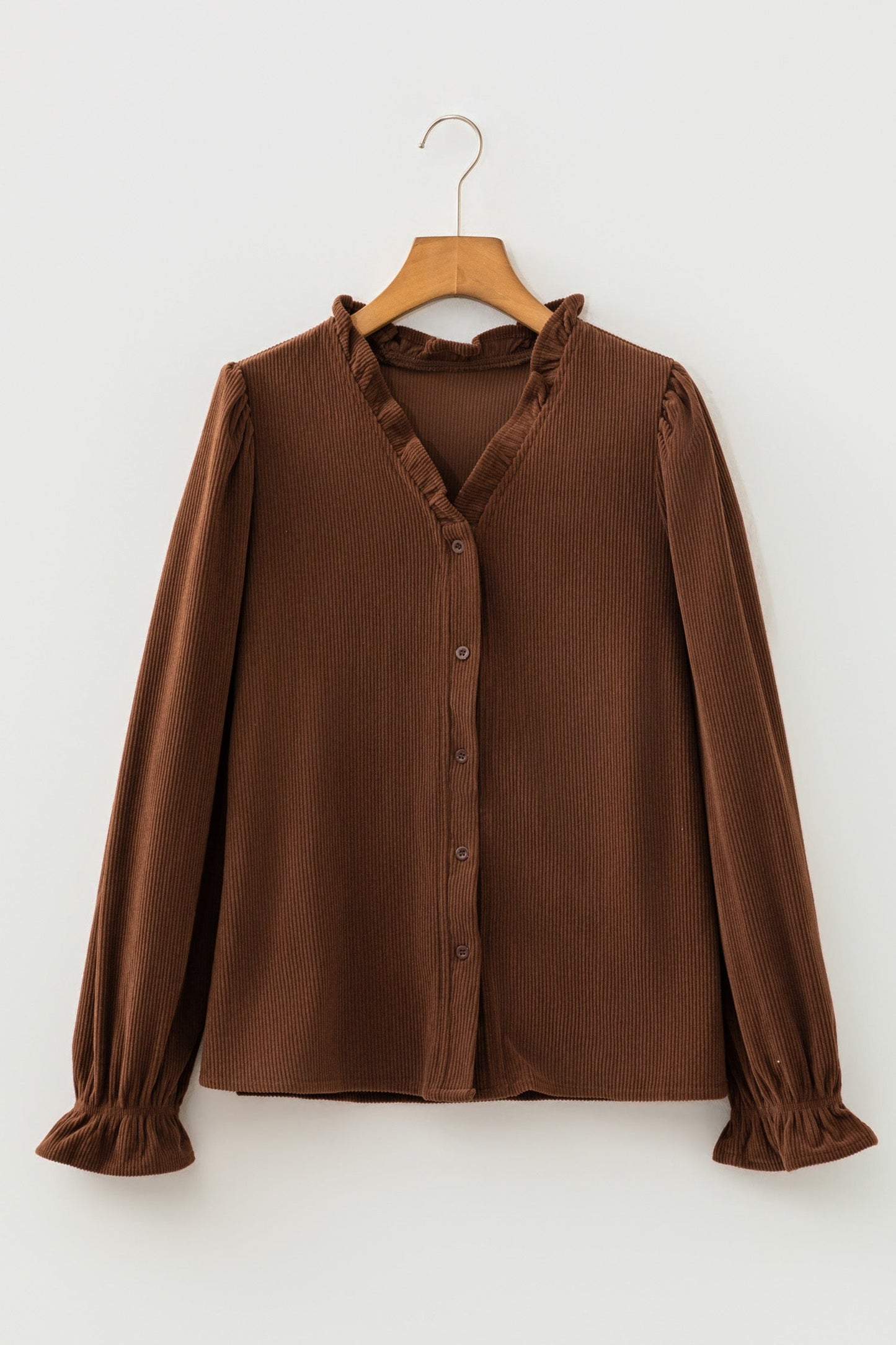 The Cocoa Creek Ruffle Corduroy Shacket