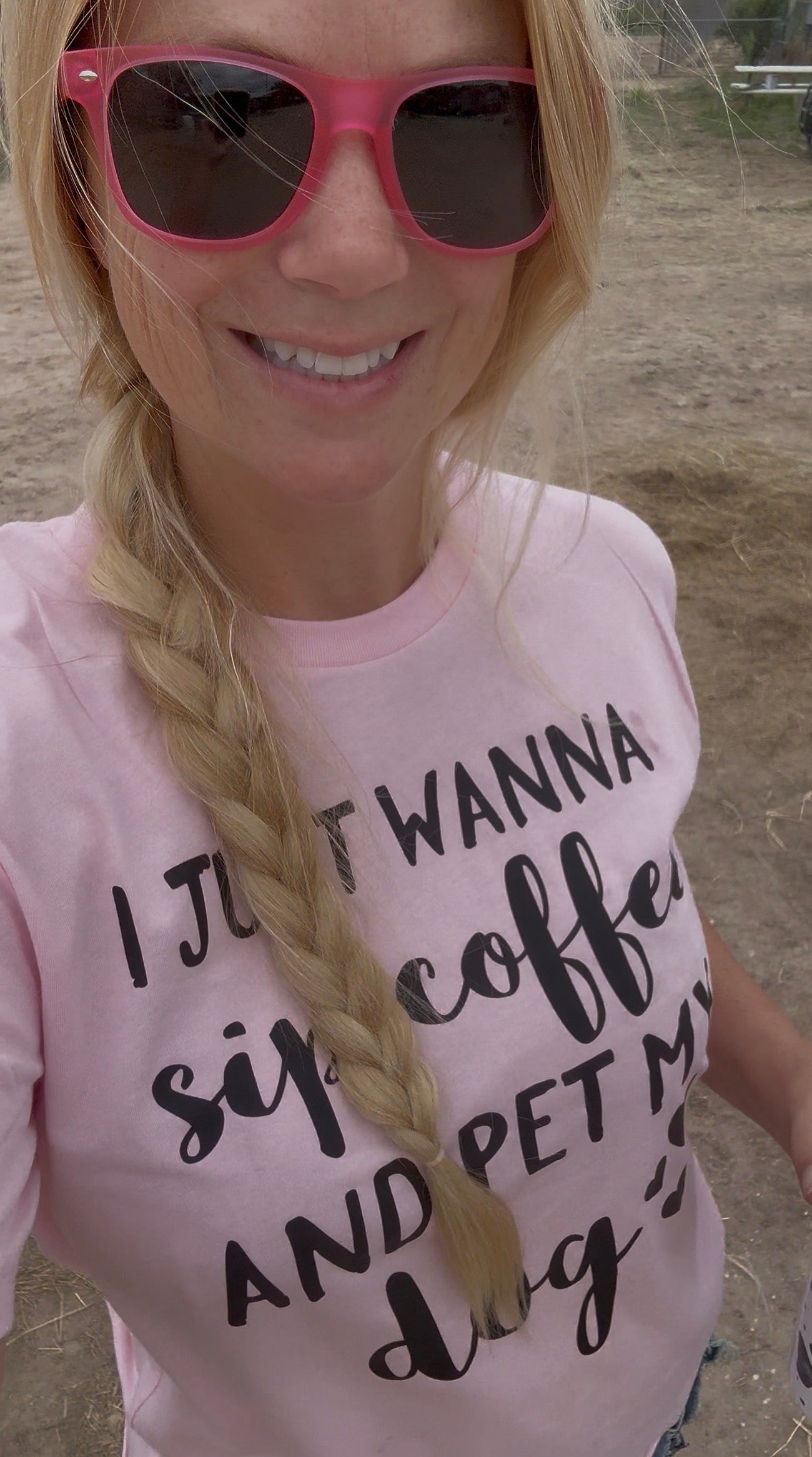 Sip Coffee And Pet My Dog Tee | Dog Mom Graphic Shirt