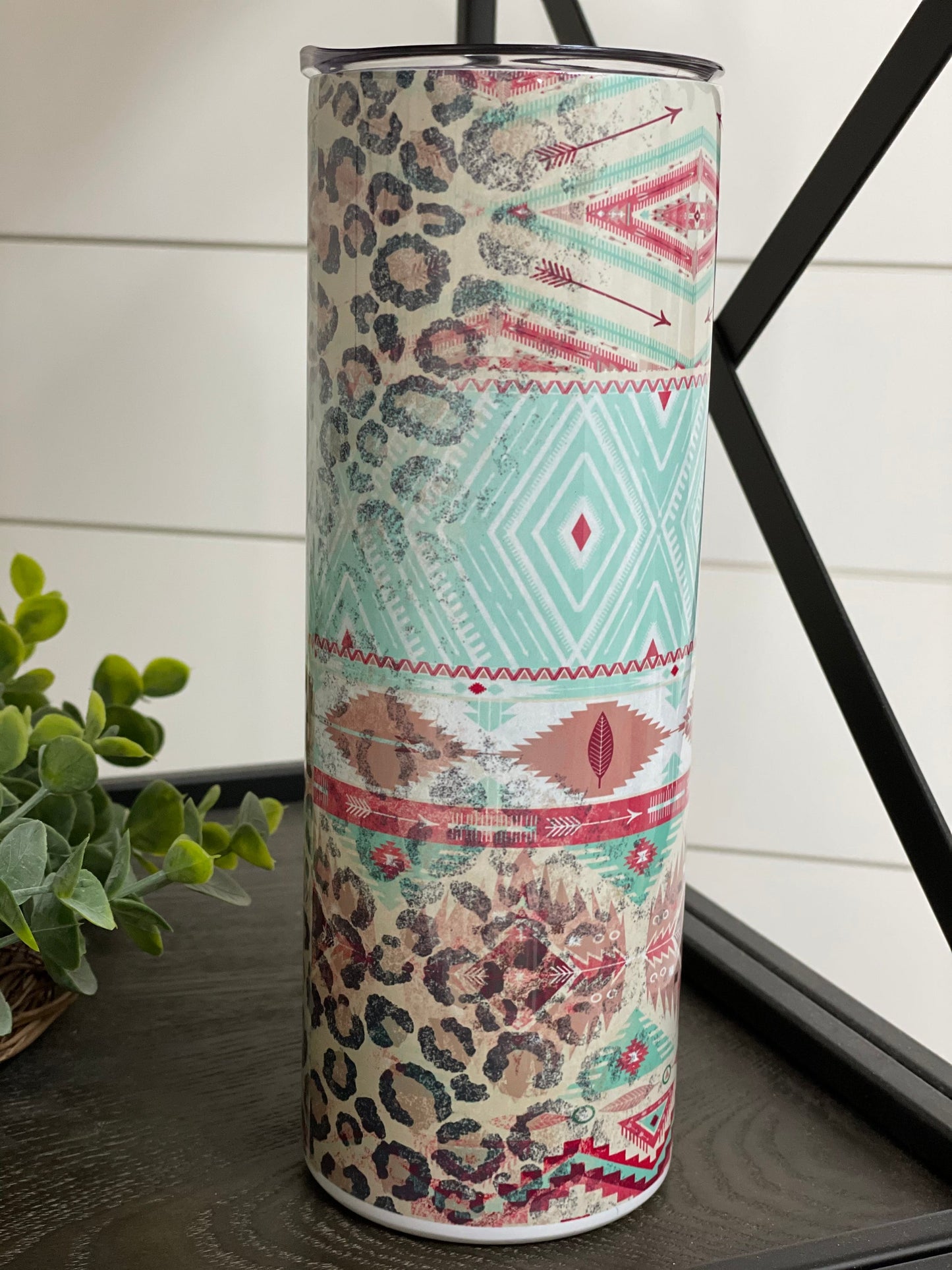 Leopard Aztec Skinny Tumbler | 20oz Western Boutique Cup